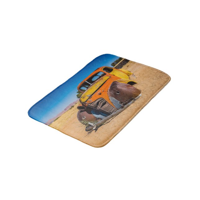 Old and abandoned car in Solitaire, Namibia Bath Mat (Angled)
