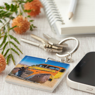 Old and abandoned car in Solitaire, Namibia Key Ring