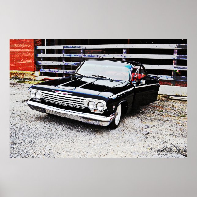Old and Classic Black Impala Art Poster (Front)