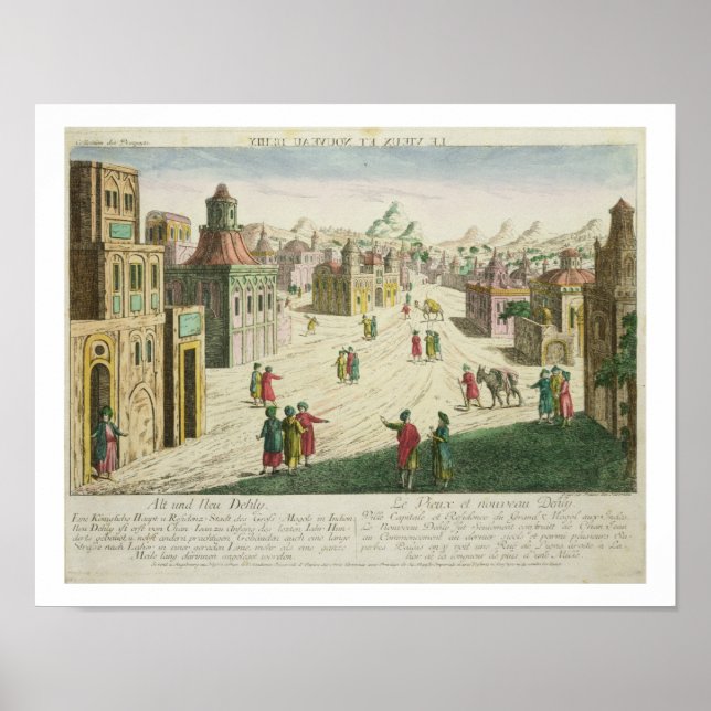 Old and New Delhi (aquatint) Poster (Front)