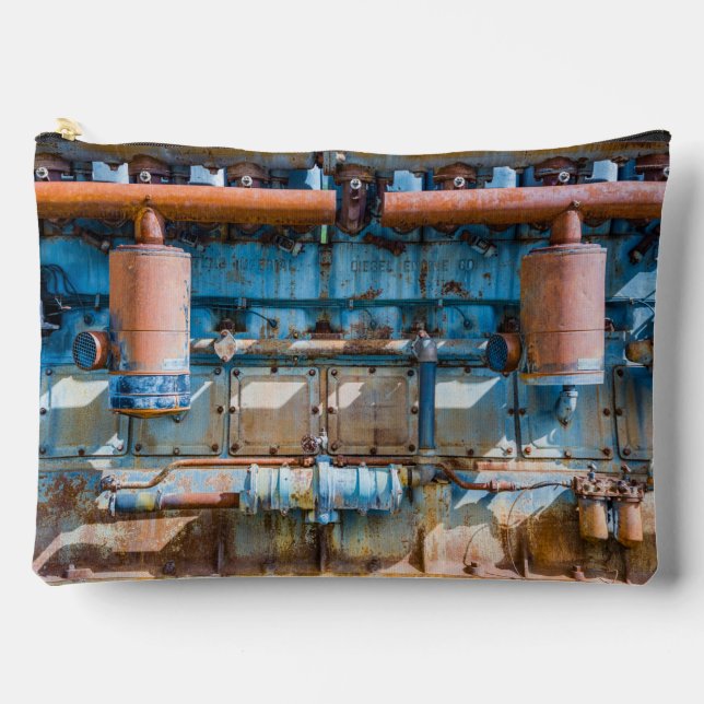 Old and rusty Atlas Imperial diesel engine at Inde Accessory Pouch (Front)