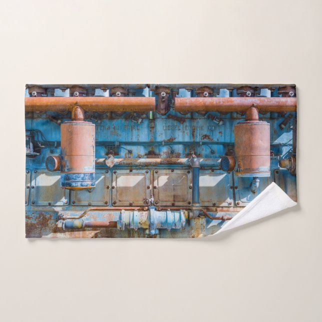 Old and rusty Atlas Imperial diesel engine at Inde Bath Towel Set (Hand Towel)