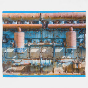 Old and rusty Atlas Imperial diesel engine at Inde Fleece Blanket