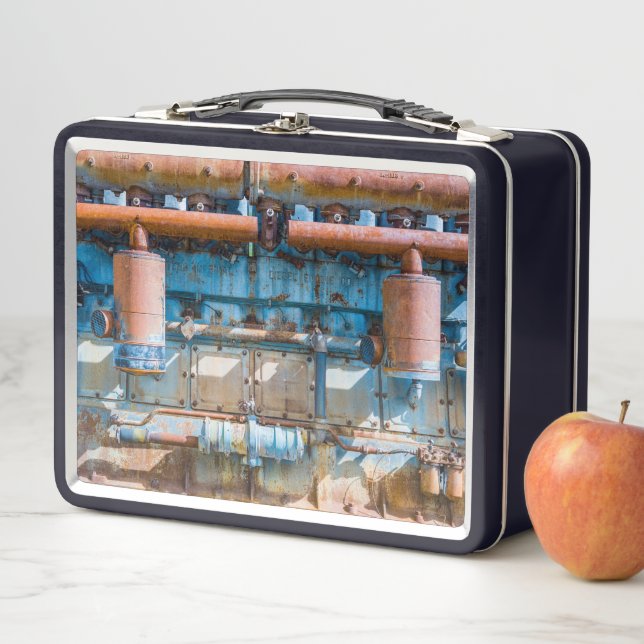 Old and rusty Atlas Imperial diesel engine at Inde Metal Lunch Box (In Situ)