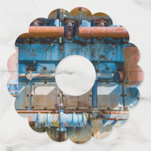 Old and rusty Atlas Imperial diesel engine at Inde Wine Glass Tag