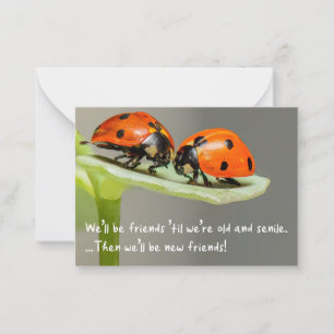 Old and Senile Ladybug New Friends Funny Bestie Card