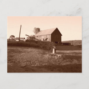 Old And Steady Barn-  Postcard