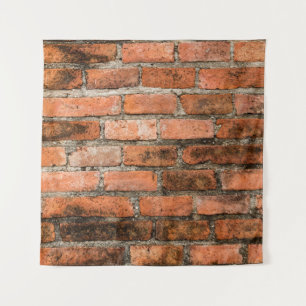 Old and vintage red brick wall texture backgrounda tapestry