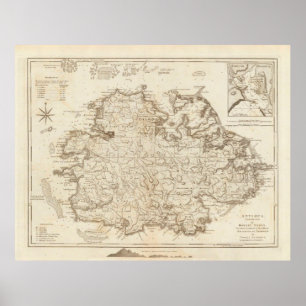 Old Antigua Map (1775) Vintage Waladli Island Poster