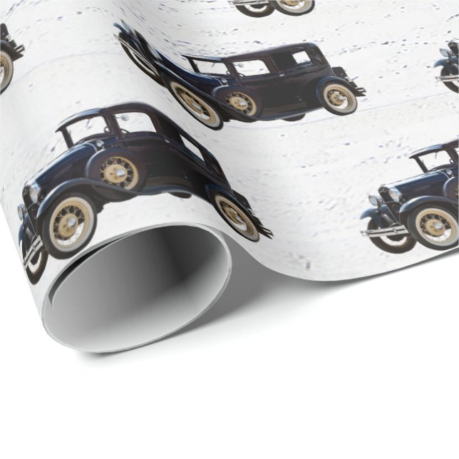 Old Antique Black Car Wrapping Paper (Roll Corner)