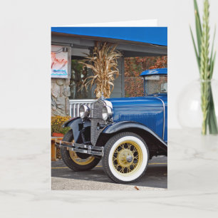 Old Antique Blue Car Card