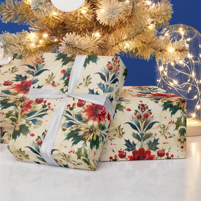 Old Antique Christmas Damask Wrapping Paper (Holidays)