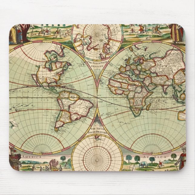 Old Antique General World Map Mousepad (Front)