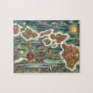 Old Antique Hawaiian Islands Map Historical Jigsaw Puzzle