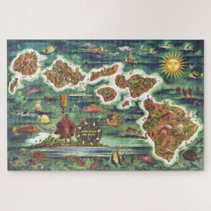 Old Antique Hawaiian Islands Map Historical Jigsaw Puzzle