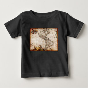 Old Antique North & South America Map Baby T-Shirt