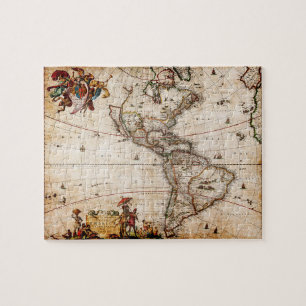 Old Antique North & South America Map Jigsaw Puzzle