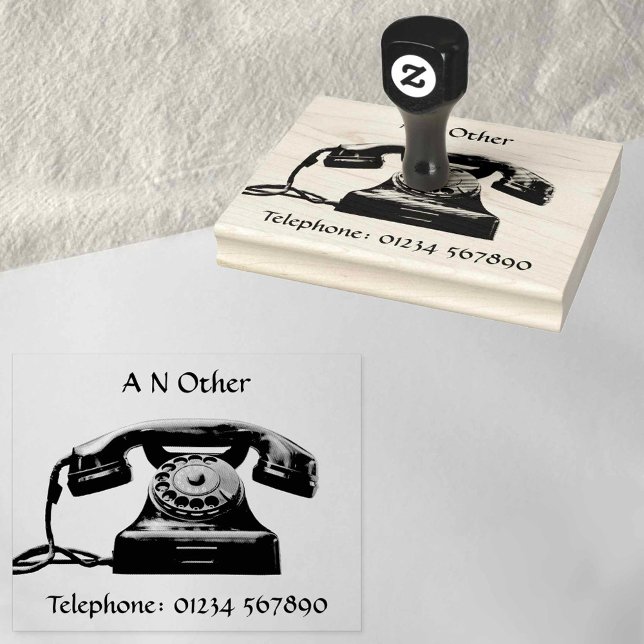 Old Antique Telephone with Name & Number Rubber Stamp (Creator Uploaded)