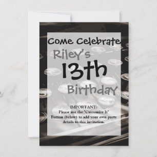 Old Antique Typewriter Keys Black White Invitation