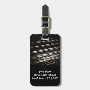 Old Antique Typewriter Keys Black White Luggage Tag