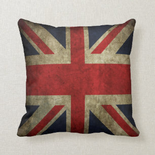 Old Antique UK British Union Jack Flag Pillow