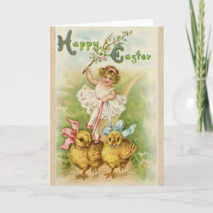 Old Antique Vintage Happy Easter wish greetings Holiday Card