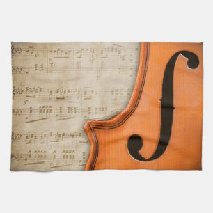 Old Antique Vintage Violin Kitchen Towel