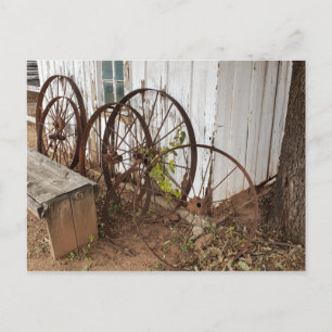 Old Antique Wagon Wheels Postcard