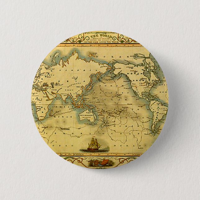 Old Antique World Map 6 Cm Round Badge (Front)