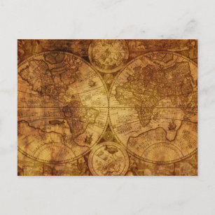 Old Antique World Map Historical Postcard