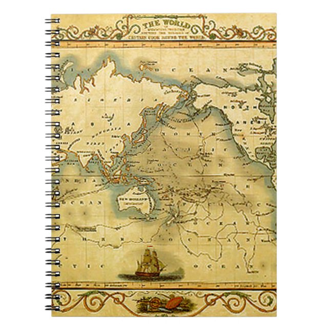 Old Antique World Map Notebook (Front)