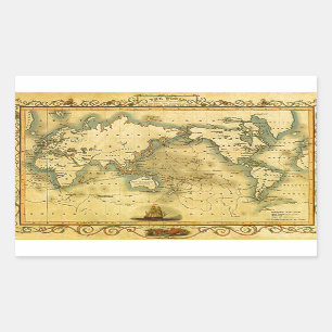 Old Antique World Map Rectangular Sticker