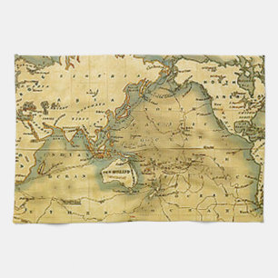 Old Antique World Map Tea Towel