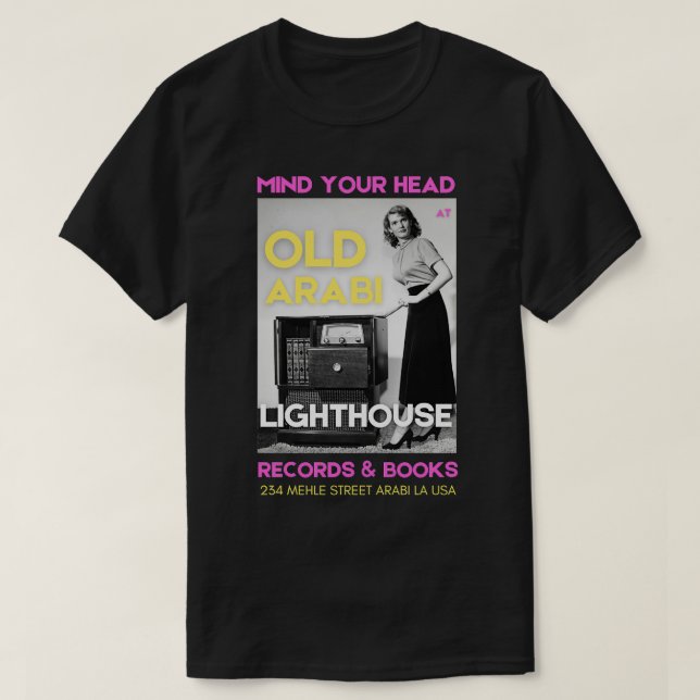 Old Arabi Lighthouse Records  Books TShirt - 1 (Design Front)