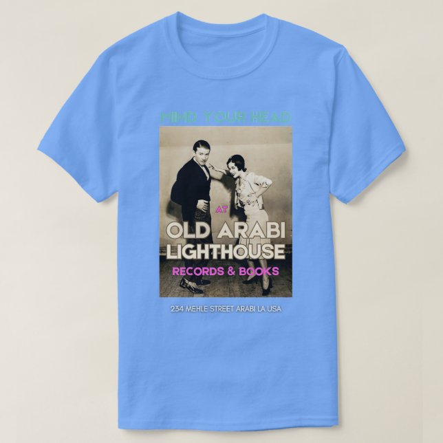 Old Arabi Lighthouse Records  Books TShirt - 2 (Design Front)