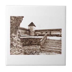 Old Architecture Castle Sketch Tile