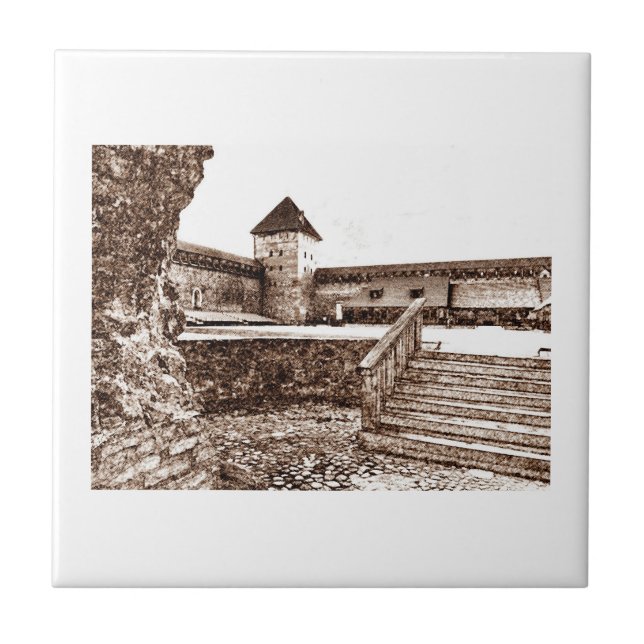 Old Architecture Castle Sketch Tile (Front)