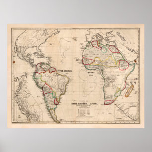 Old Atlantic Ocean Map (1849) Vintage Nautical Cha Poster