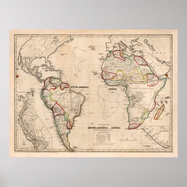 Old Atlantic Ocean Map (1849) Vintage Nautical Cha Poster (Front)