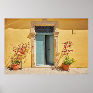 Old authentic green doors in Nicosia Cyprus Poster