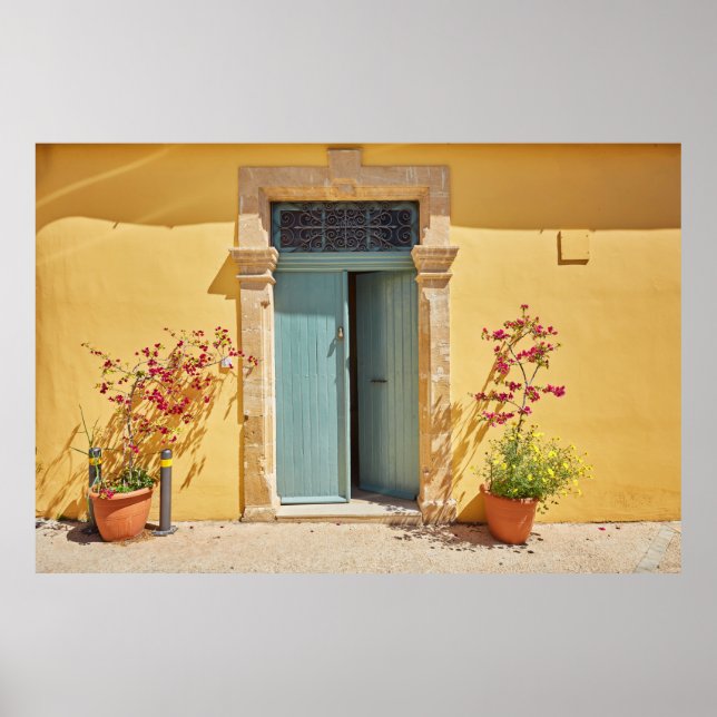 Old authentic green doors in Nicosia Cyprus Poster (Front)