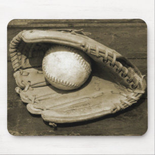 Old Baeball Mit and Ball Mouse Mat