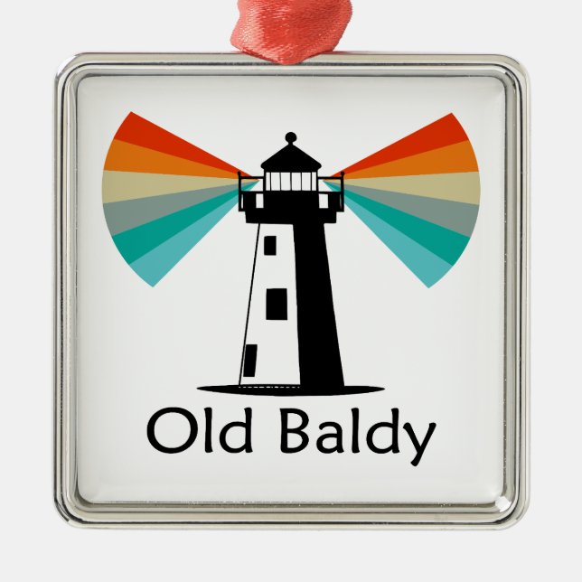 Old Baldy Lighthouse Rainbow Metal Tree Decoration (Front)