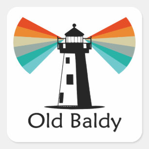 Old Baldy Lighthouse Rainbow Square Sticker