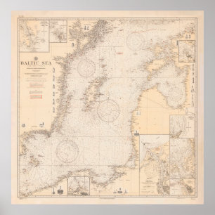 Old Baltic Sea Map (1923)  Poster