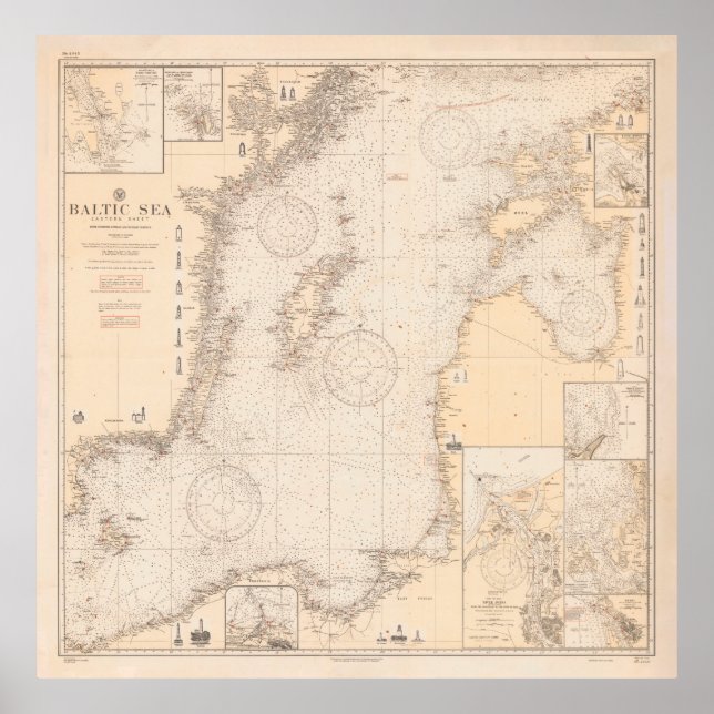 Old Baltic Sea Map (1923)  Poster (Front)