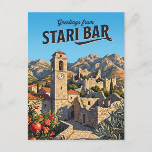 Old Bar Fortress Montenegro Postcard