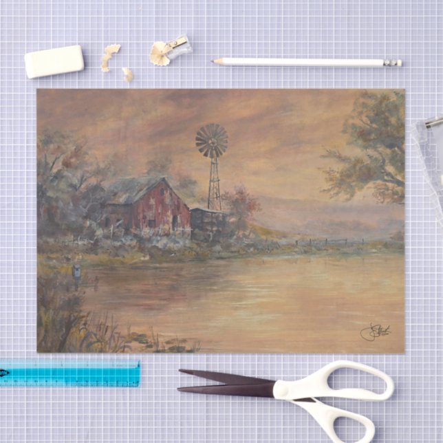 Old Barn Hand painted Tissue Paper (Craft)