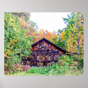 Old Barn in the Fall Poster