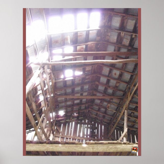 Old Barn interior beams and rafters Poster (Front)